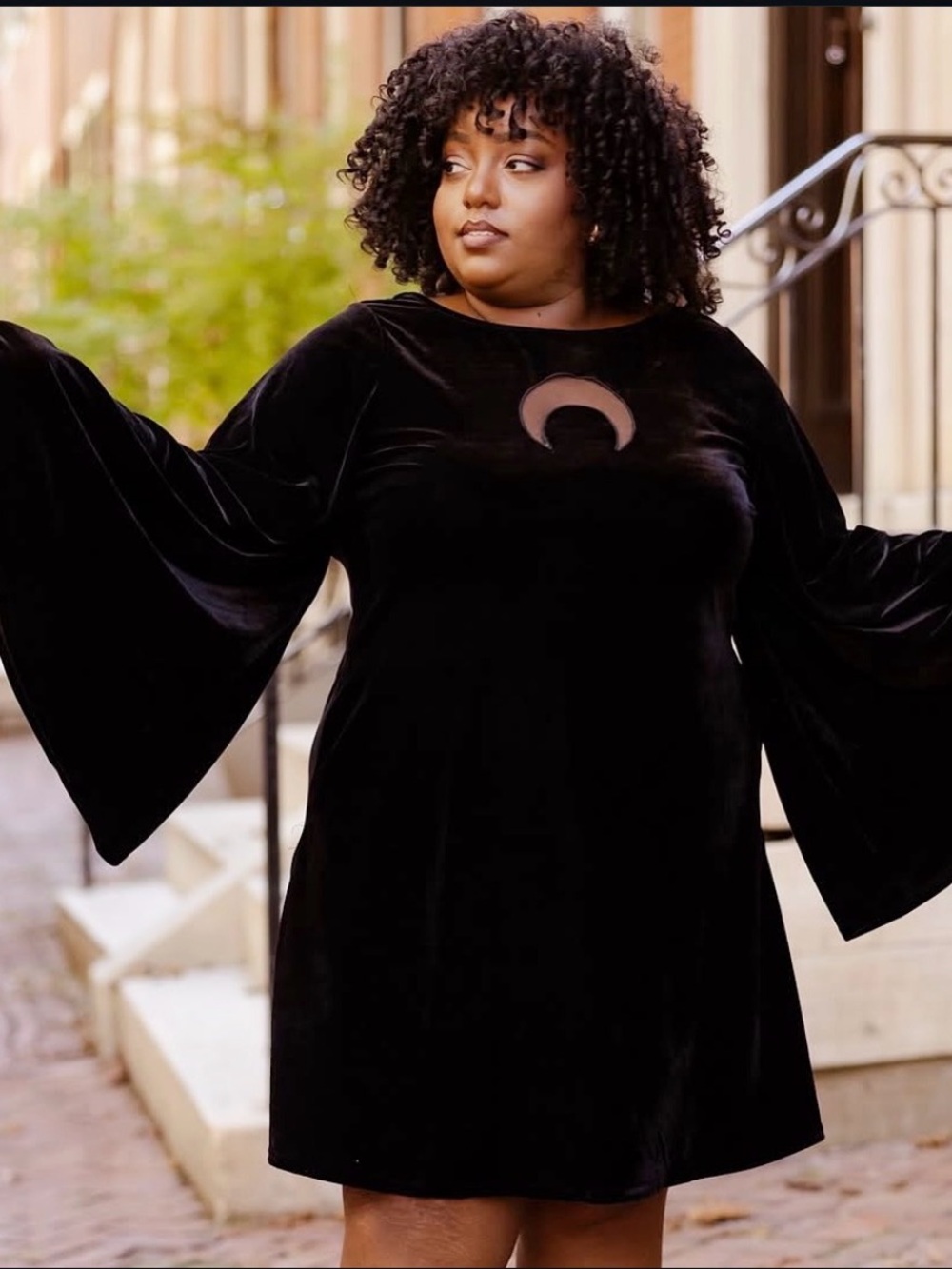 PLUS- Smak Parlour Downtown Velvet  Moon Cutout Dress